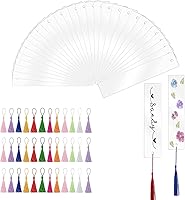 Vista 1 de BetterJonny Juego de 30 marcapáginas de acrílico transparente con 36 borlas – Marcadores de libros rectangulares sin terminar para proyectos