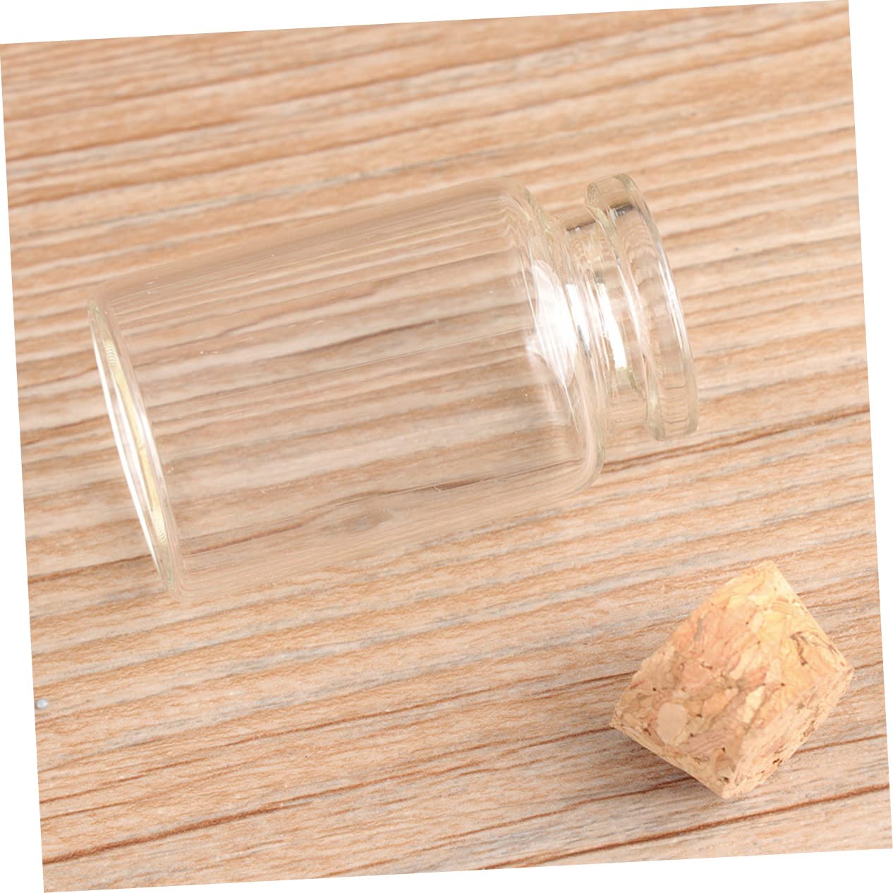 POPETPOP 20pezzi Bottiglia di Vetro Tappo di Sughero in Legno Mini Bottiglia dei Desideri Trasparente Barattolo dei Desideri per Tè Snack Messaggi Pot-pourri Decorazioni Fai da Te Regalo Pe