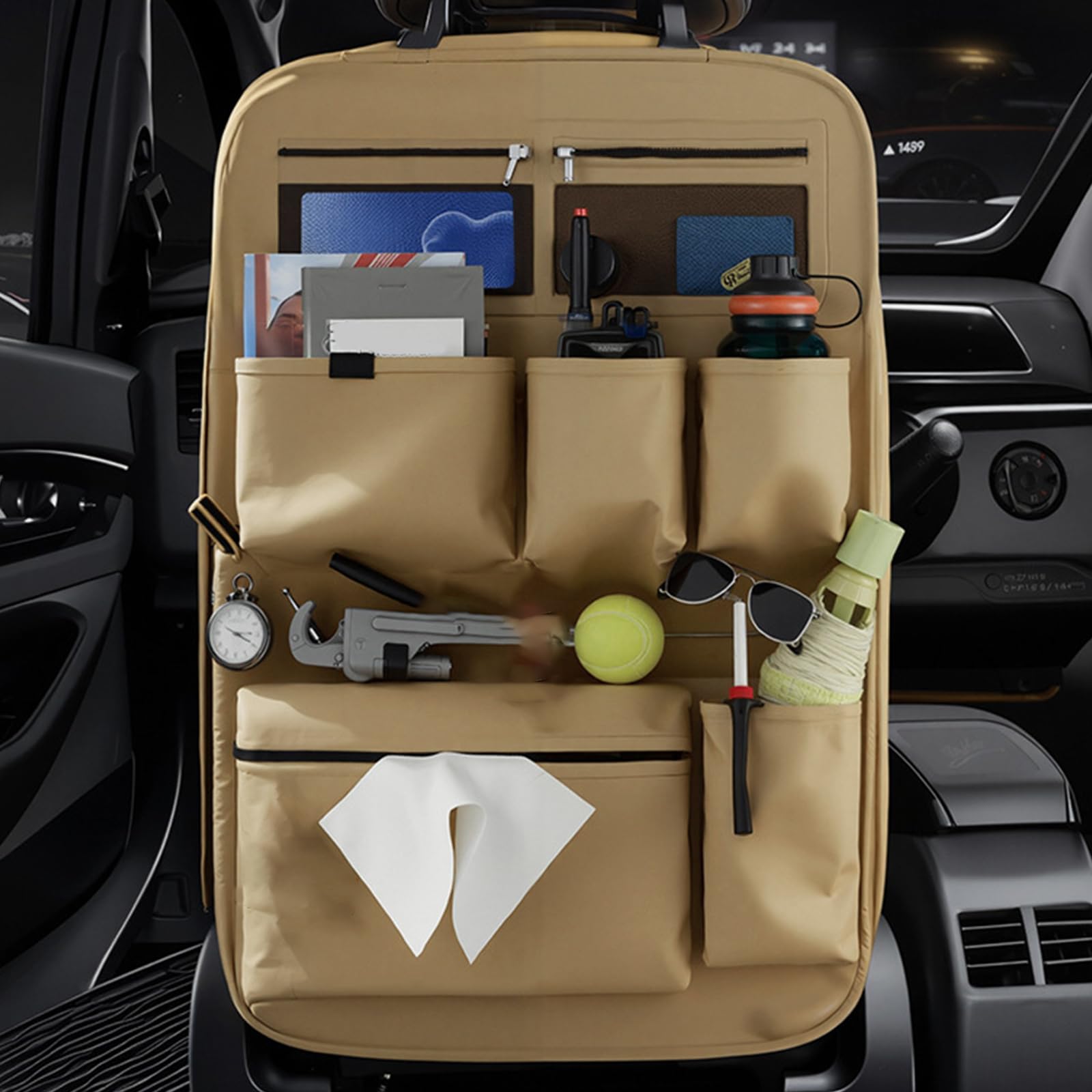 Organizador trasero para automóvil, bolsillo trasero multifuncional, bolsillo de almacenamiento para asiento trasero, instalación rápida, organizadores de asiento trasero