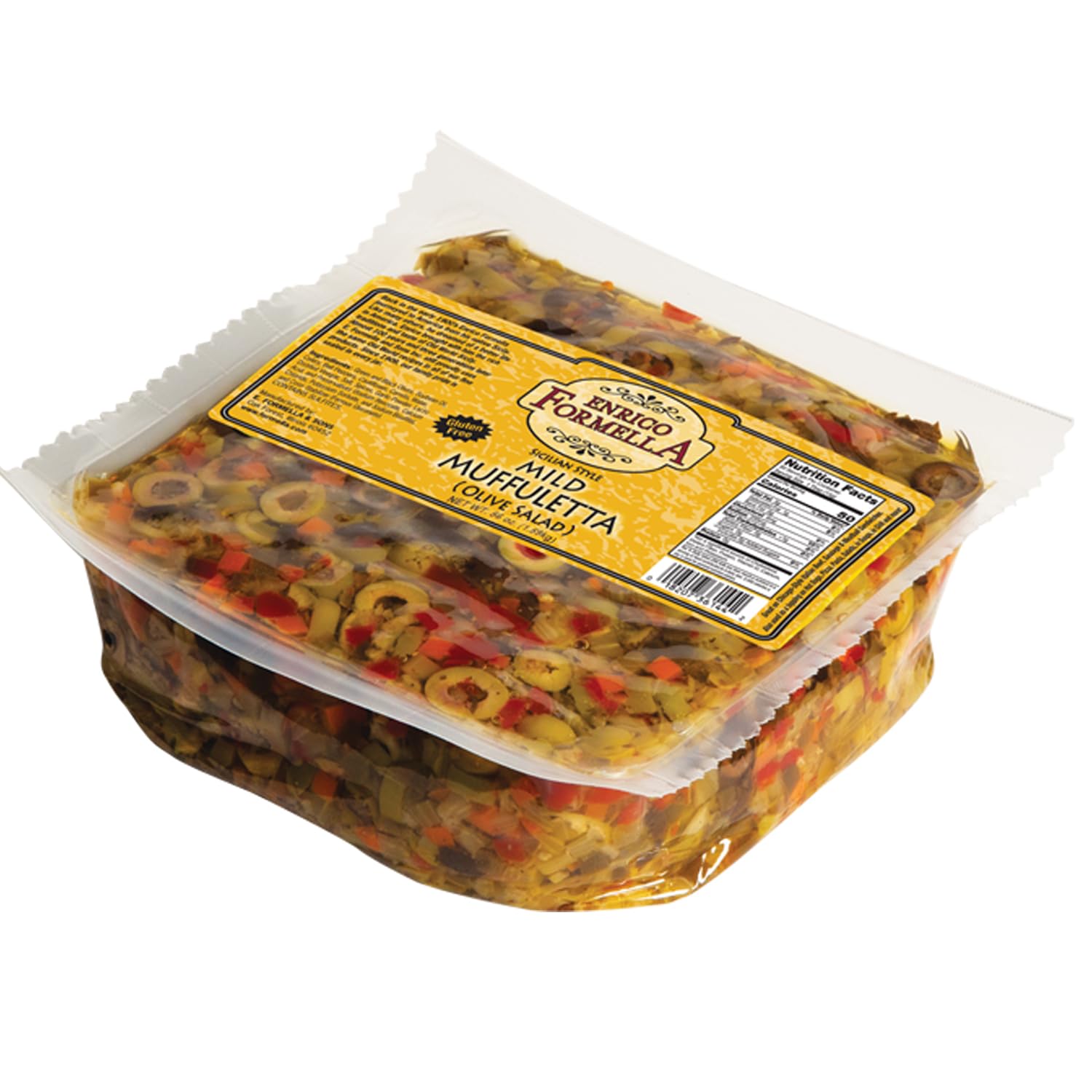 Enrico Formella Mild Muffuletta Salad - Gluten Free Italian Olive Mix - New Orleans Style Sandwich Spread (56oz)