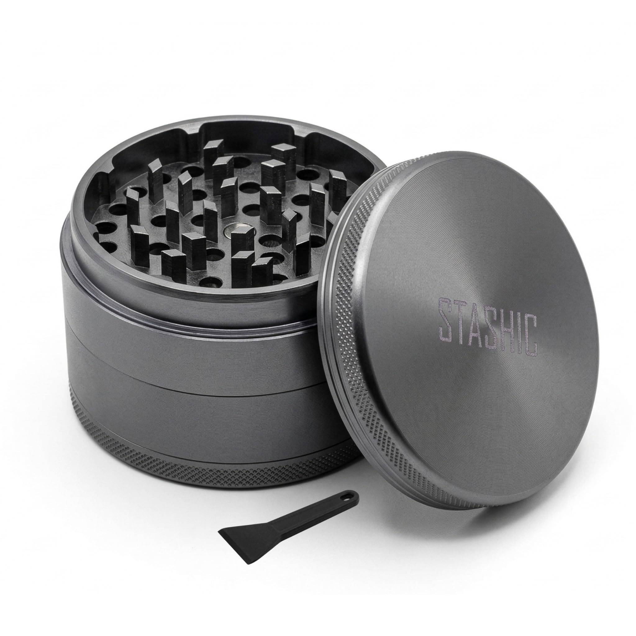 STASHIC 63mm 4 Part Aluminium Grinder - Anodized, Magnetic Lid - SH*