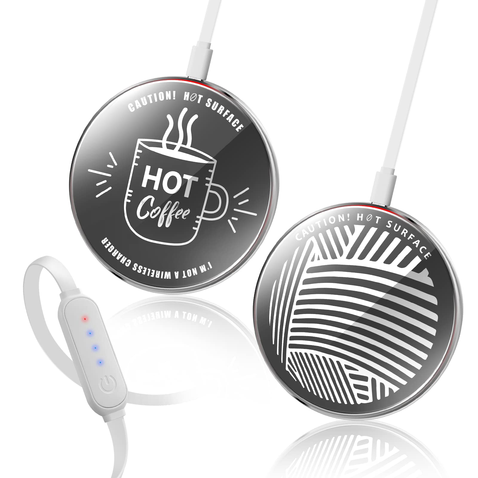 Photo 1 of 2 Pack Coffee Mug Warmer, Mug Warmer with 4 Hour Auto Shut Off, 3 Heat Setting Coffee Warmer for Desk, Cup Warmer Powered by USB Candle Warmer Portable Perfect for Travel, Work, Home (Grey)