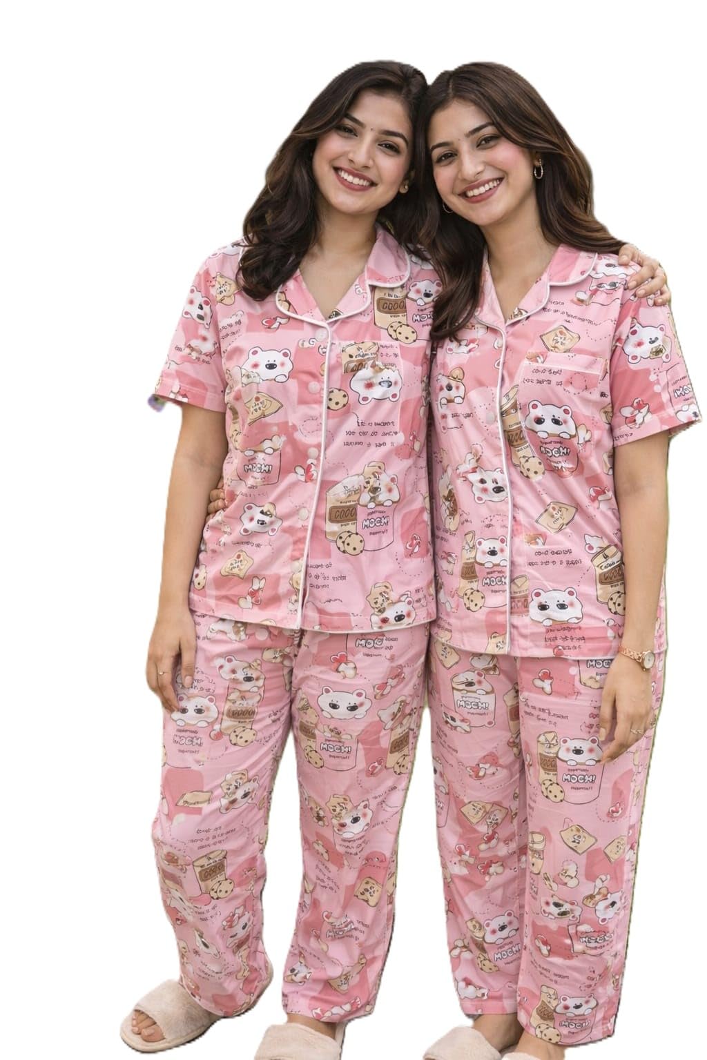 Pack of 1 Men and Women Cotton Printed Half Sleeve Relaxed Night Suit Set of Shirt and Pajama Set Everyday Nightdress for Unisex-picture-19