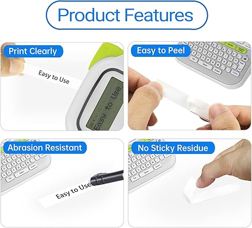 Miniatura 4 de Lonitul Cinta de etiquetas flexible 2P compatible con Brother P Touch TZe-FX231, cinta de 0.472 in 0.47 laminada blanca, etiqueta de cable de