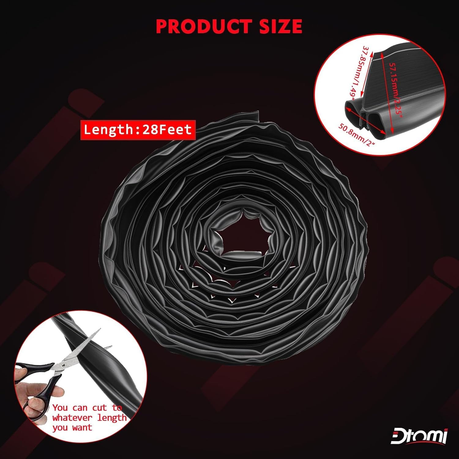 2" W x 2.25" H, Black Rubber Rv Weather Stripping | RV Slide Out Seal Double Bulb Weather Stripping for Camper Trailer, Rubber Seal Strip 28FT Long Replace# 018-478