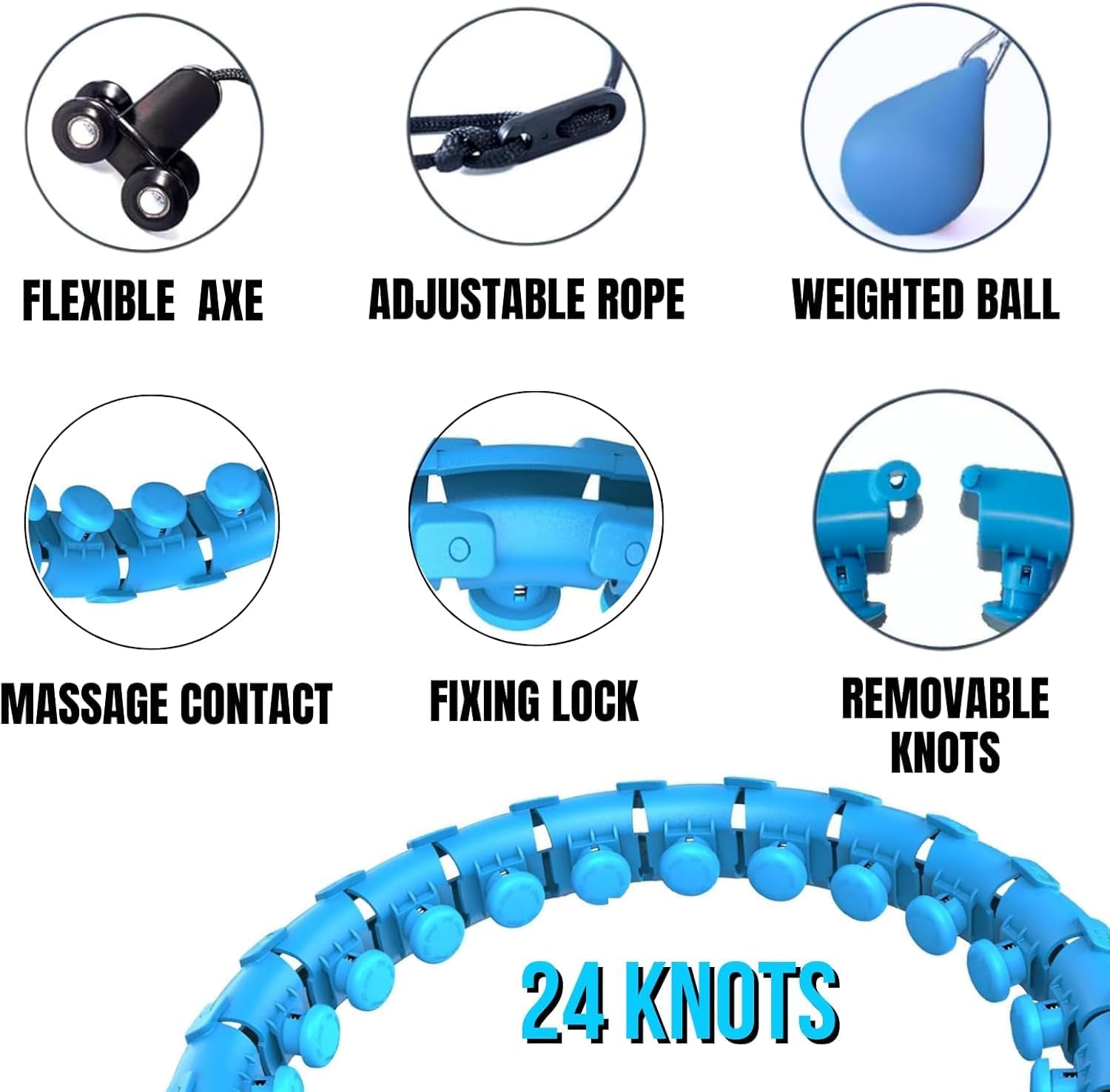 GOPINATH ECOM Smart Weighted Hula Hoop for Adults Weight Loss 24 Knots Adjustable Infinity Hoop with Ball 360° Massage Waist Trainer Fitness Hoop for Home Exercise Durable ABS Plastic Easy Assembly 4