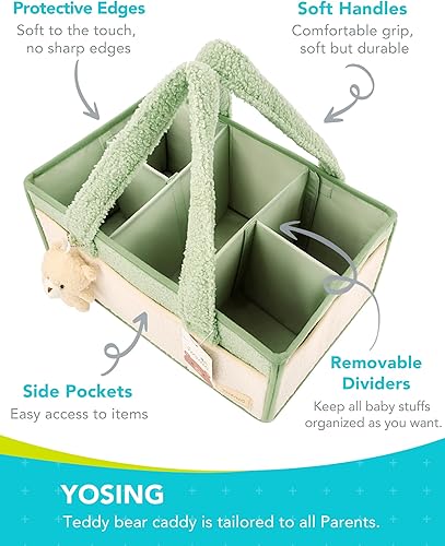 Miniatura 4 de YOSING Organizador de pañales con 13 bolsillos y divisores extraíbles, cesta de almacenamiento portátil para bebé, viajes en coche y artículos