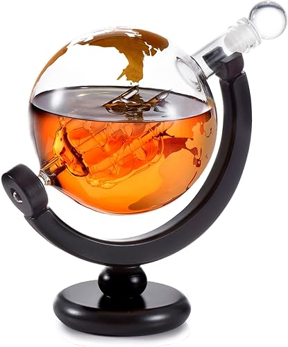 Miniatura 9 de Juego de regalo de globo de whisky, bandeja de base rica, dispensador de whisky dorado, tapón hermético para vino, bourbon, brandy, jugo, agua,