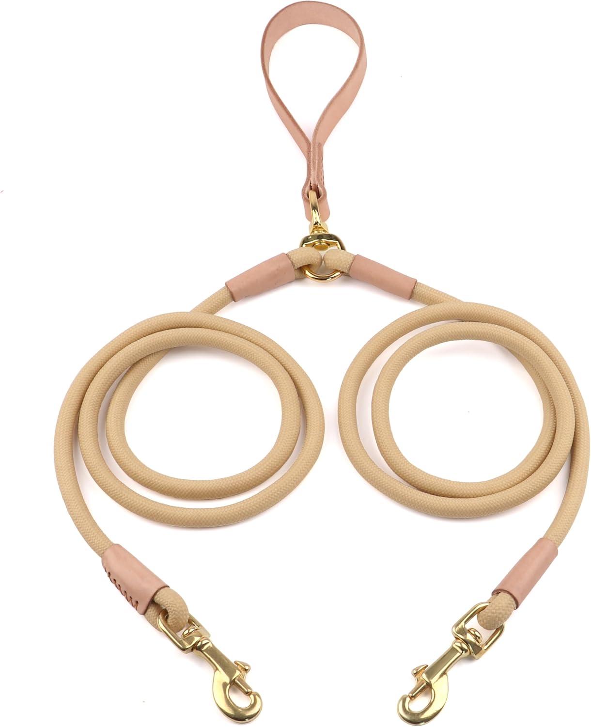 PET ARTIST 5 FT Double Dog Leash Braided Nylon Rope Dog