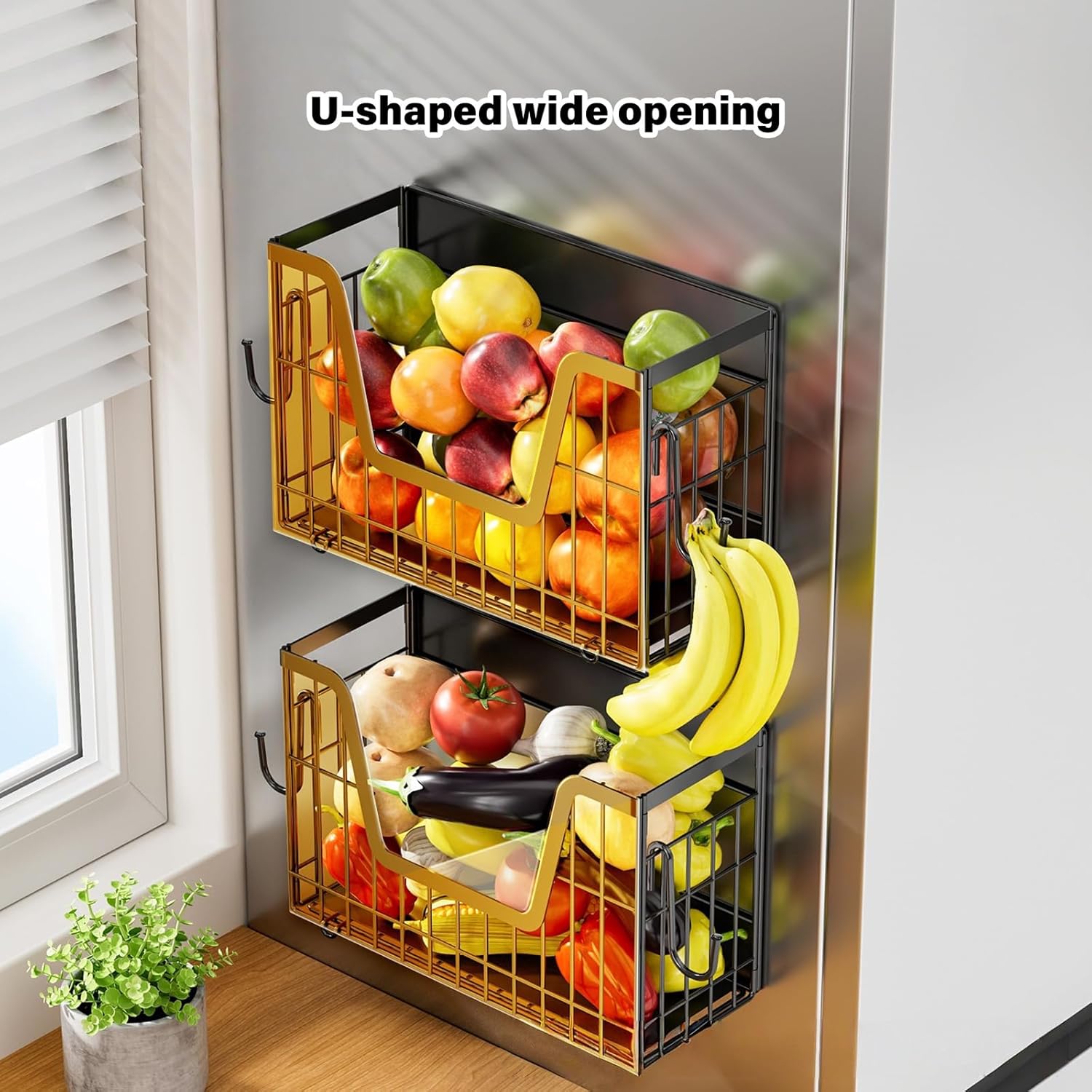 Amazon｜CHLORYARD 3段 積み重ね可能 フルーツバスケット キッチン