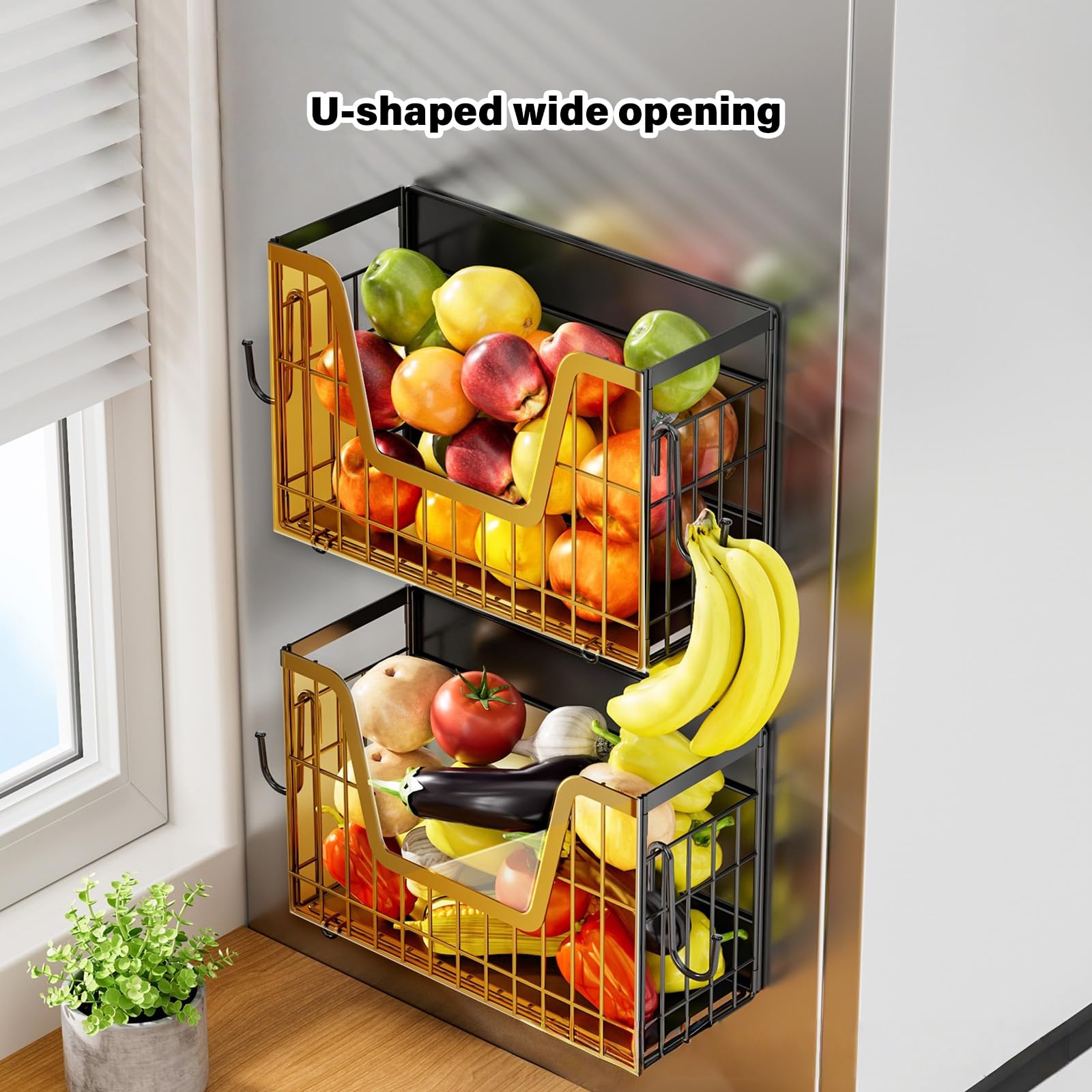 Organizador de refrigerador, cesta de alambre plegable, cesta de almacenamiento para nevera, estante de ahorro de espacio para el hogar, cocina, oficina, especias