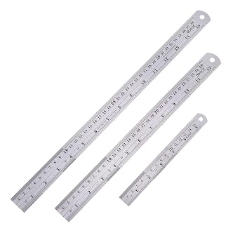 Ruler 15cm 20cm 30cm Straight Math Ruler Straight Ruler in Centimeter Inch Double Sided Scale Stainless Steel Ruler Office Equipment Line Drawing School Drafting Stationery 3 Pieces