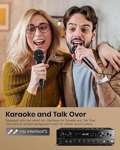 Miniatura 6 de Donner Receptores estéreo Amplificador de audio para el hogar, amplificador de 4 canales de potencia máxima de 1000 W con Bluetooth 5.0, USB, FM, 2