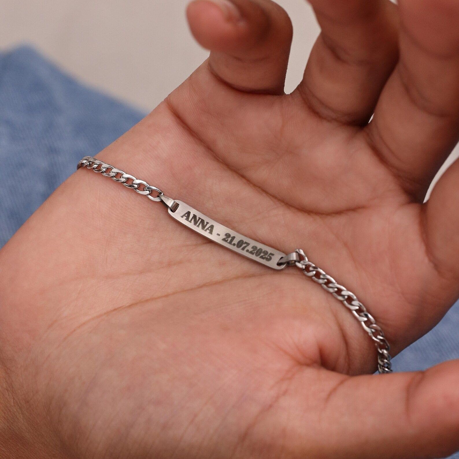 Pulsera plata de ley 925 Mini barra Pulsera con el símbolo de la pata Joyería fija personalizada mejores amigas Aniversario personalizado hecho a mano