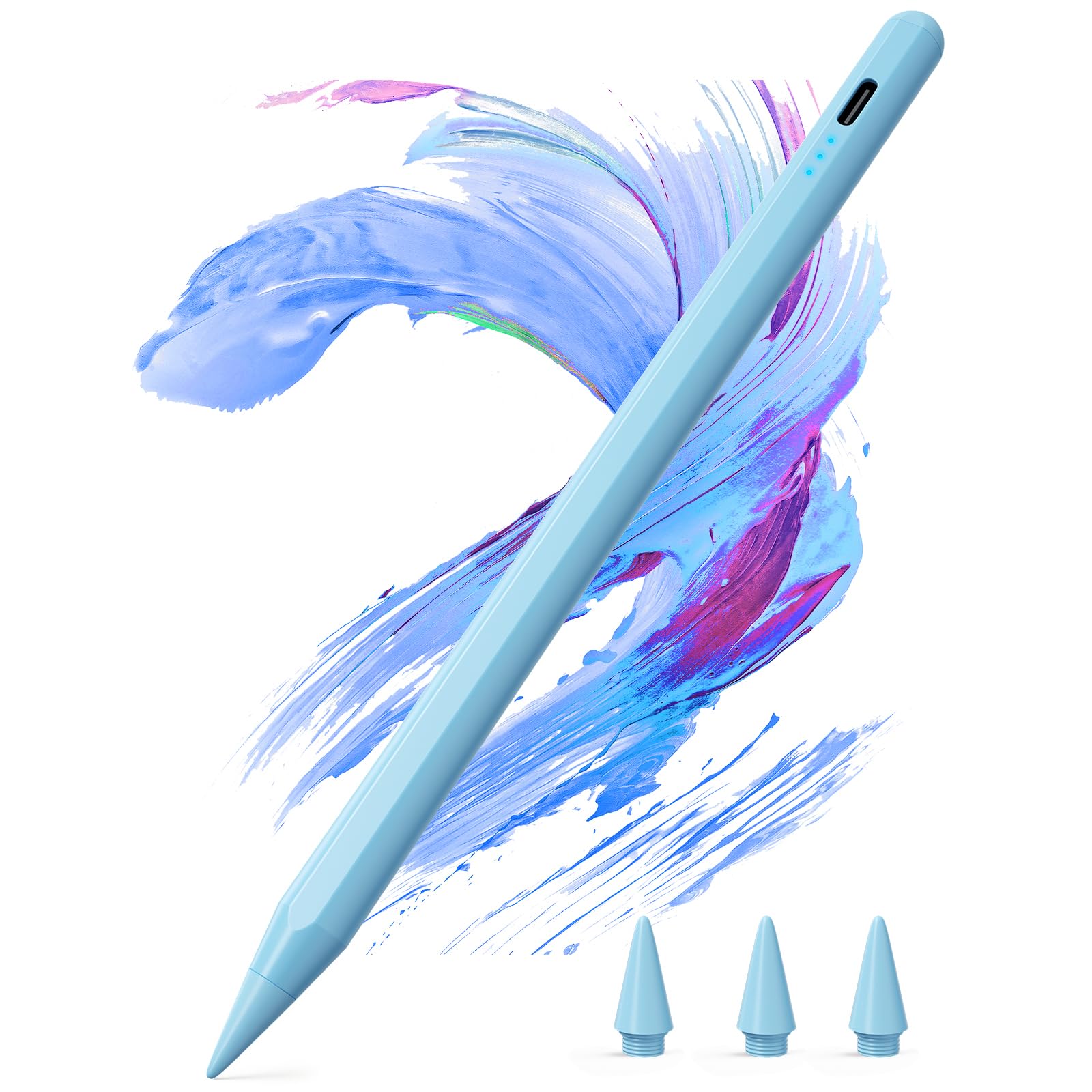 Kingone Stift für Apple iPad 2018-2026, 2X Schnellladung, kompatibel mit iPad 6~11th,Pro 11"/12.9"/13",Air 3~5th,Air 11"/13",Mini 7/6/5th, mit Magnetischer Haftung, Palm Rejection & Neigung, Weiß.