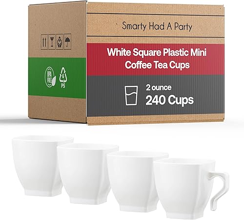 Tazas de café desechables, 240 tazas de té de plástico, tazas de café blancas de plástico duro de 2 onzas, vasos para beber, juego de vasos de