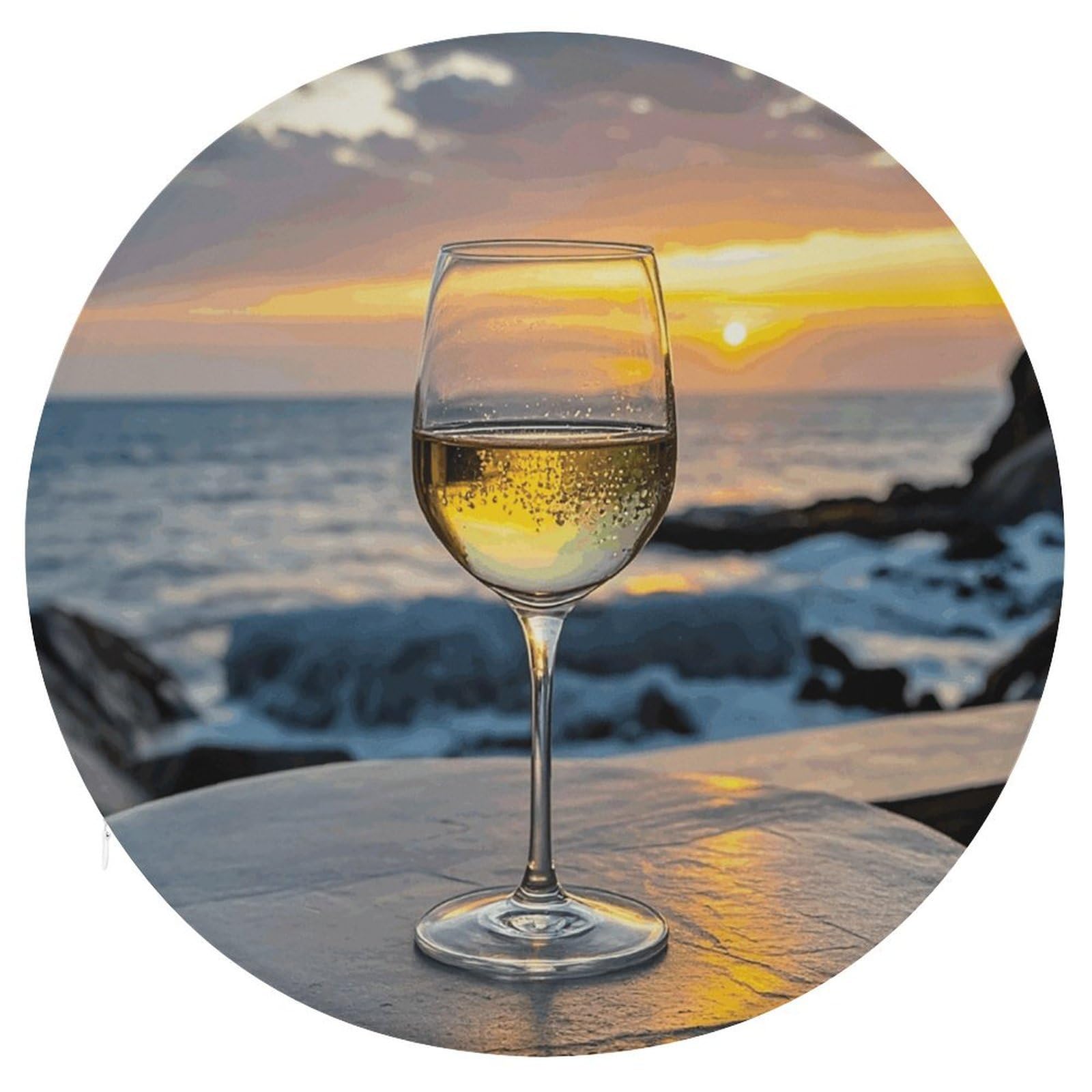 VstaDank Sunset Wine Glass Cushions Memory Non Slip Car Seat Cushions Dining Chairs Cushion Indoo Dining Room Round Chair Pads with Zipper and Removable Cover Cushion