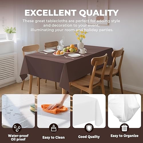 Miniatura 4 de Paquete de 6 manteles de plástico desechables de alta calidad de 54 x 108 pulgadas, manteles desechables para mesas de 6 a 8 pies, interiores o
