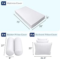 Vista 7 de Prolinemax Funda solamente Sábana bajera ajustable para colchón de sofá cama estilo 3 doble con ribete de contraste para exteriores AD102