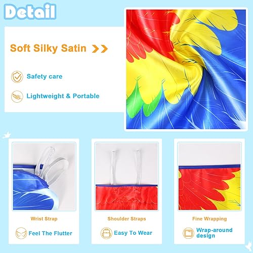 Miniatura 6 de IROLEHOME Disfraz de pájaro, alas de loro, para niños con diademas de pájaro, capa de disfraz de águila para niños y niñas, regalos de fiesta de