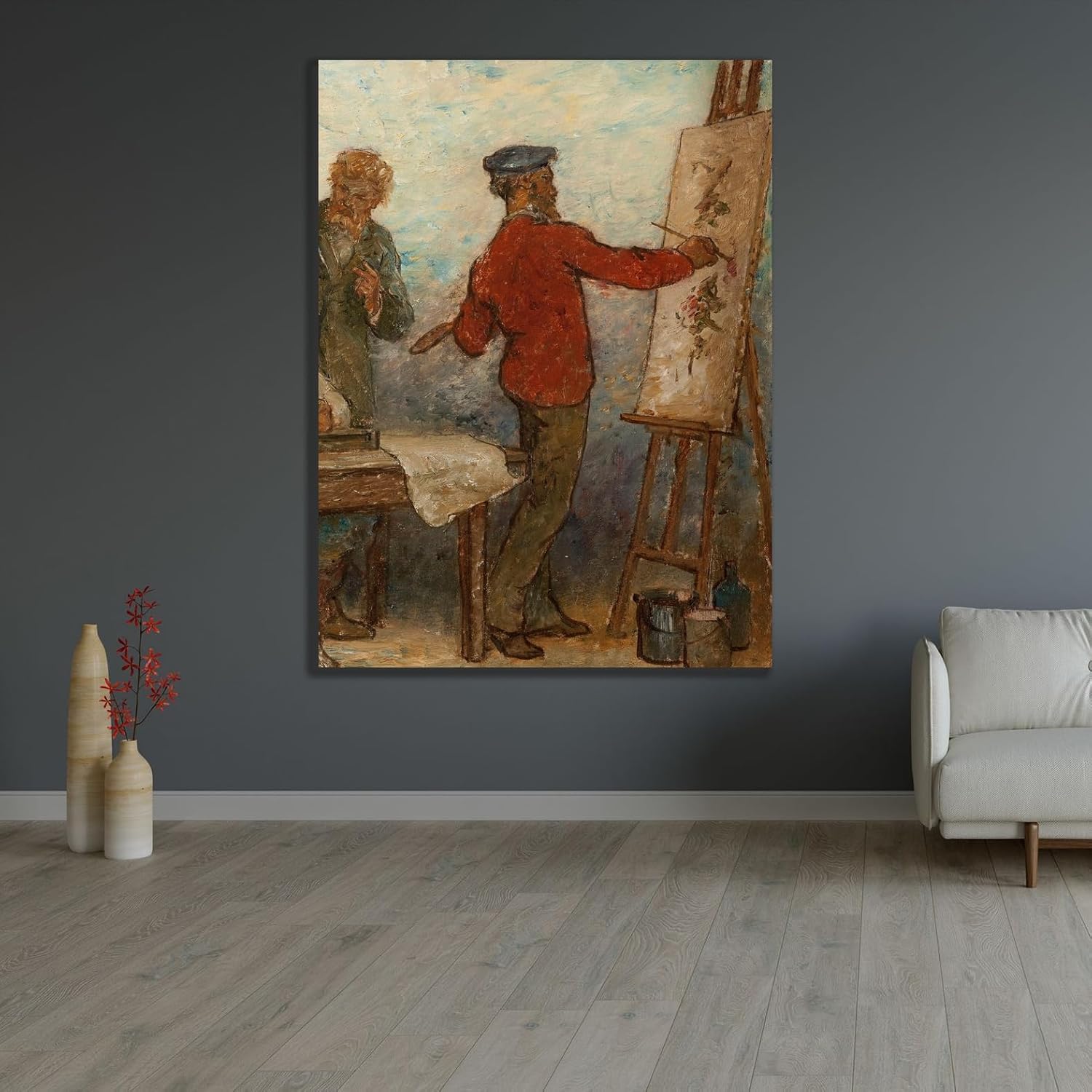 ArtDirect Benvenuto Cellini, artiste du XVIè siècle, admire les produits de l’art moderne , Les tissus , Esqui (1880) Custom Framed Art Print Giclee Print or Canvas Options with Various Sizes and Customization by Edmond Eugène Valton