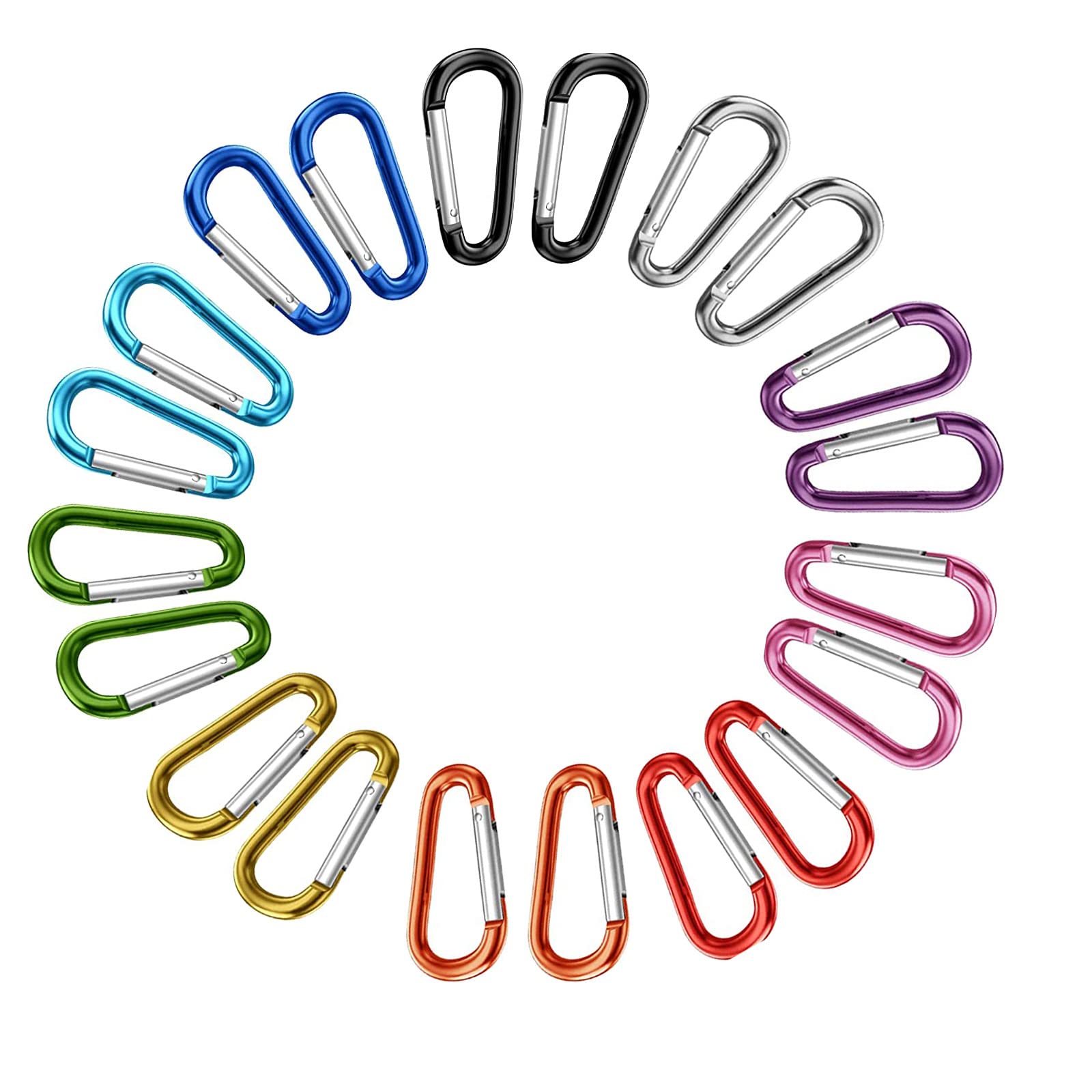 HUAZIZ 55 Pezzi Moschettoni ad Anello a D, Multicolore con Anello a D, Moschettoni per Arrampicata,Casa, Camper, Campeggio, Pesca, Escursionismo, Viaggi
