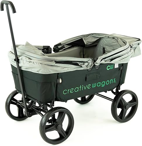 Miniatura 9 de Creative Outdoor Wagon Buggy - Carrito de banco transformable para niños y carga multiusos seguridad para niños descansos activados toldo extraíble