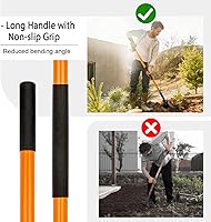 Vista 5 de VNIMTI Pala de jardinería resistente, hoja redonda de 56 pulgadas con mango de fibra de vidrio (naranja)