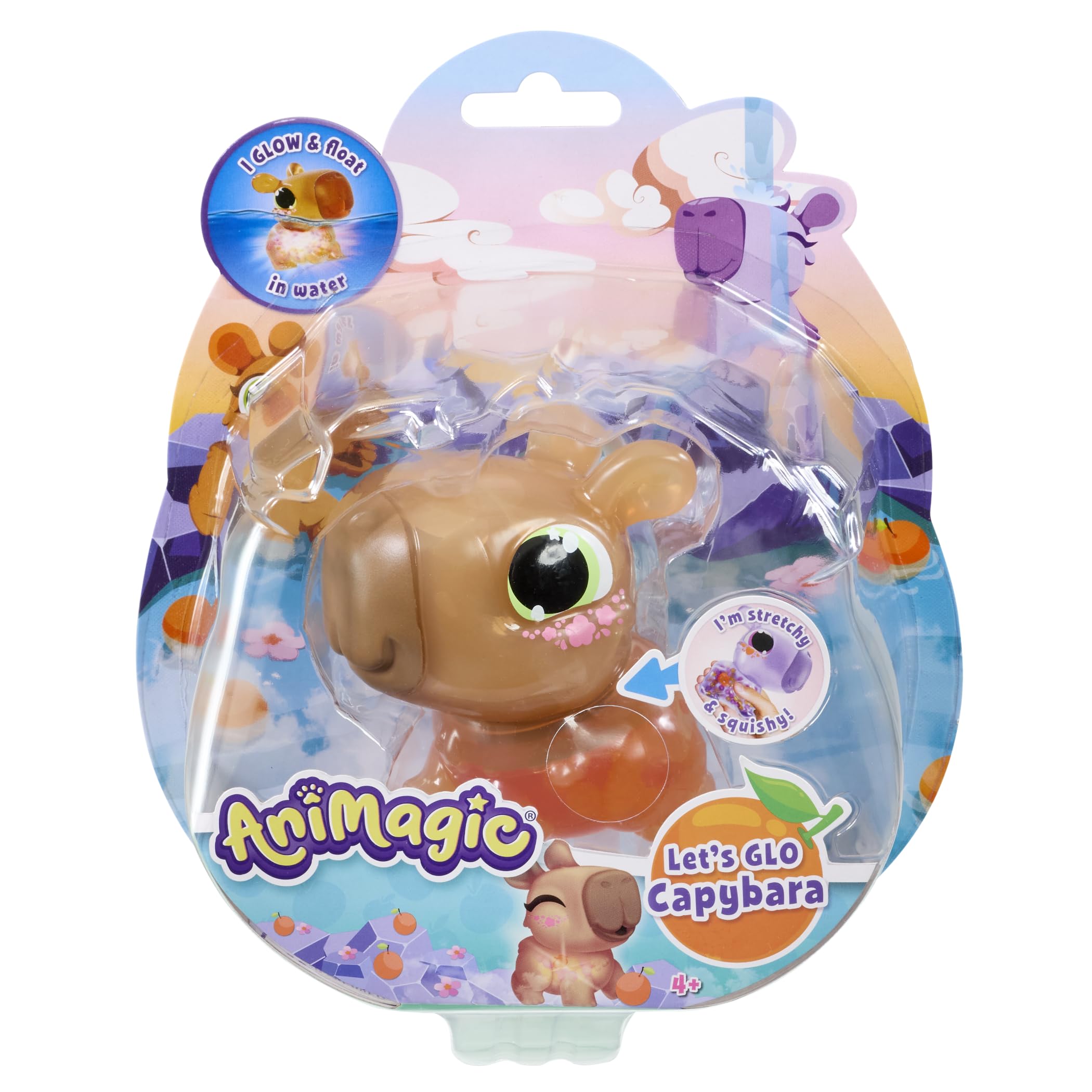 Animagic: Lets Glo Capybara - Your Glowing, Floating, Squishy Best Friend - Drop In Water To Watch Them Glow - Interactive Electronic Pet - For Kids Ages 4+