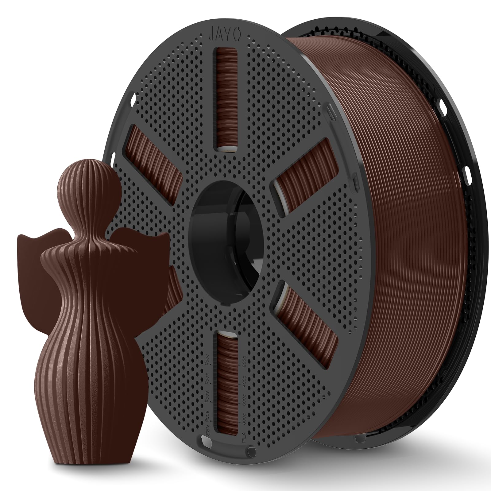 JAYO PLA Plus (PLA+) Filament 1.75mm, 1.1KG Reusable Spool, Chocolate Brown