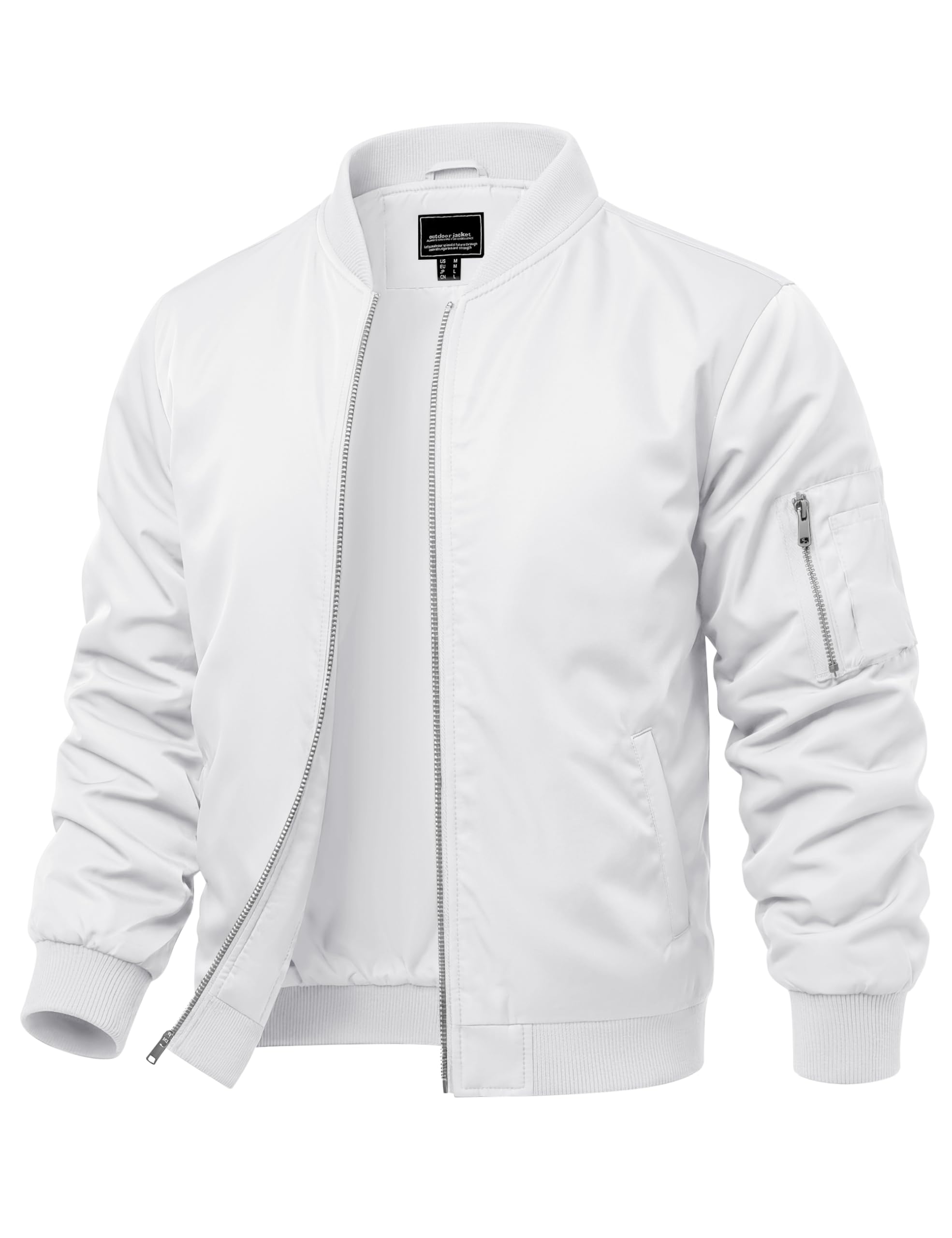 Men's Bomber Jacket Lightweight Fall Winter Casual Windbreaker Full Zip Outwear Coat