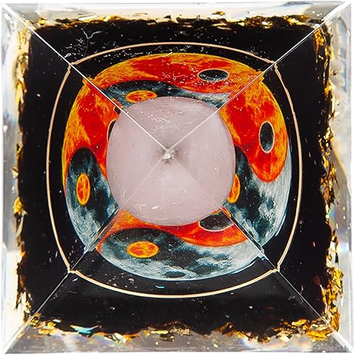 Miniatura 7 de Decoración de Taiji, decoración de Tai Chi, decoración de Yin Yang en pirámide de orgón de cristal, pirámide de cristal de orgonita curativa,