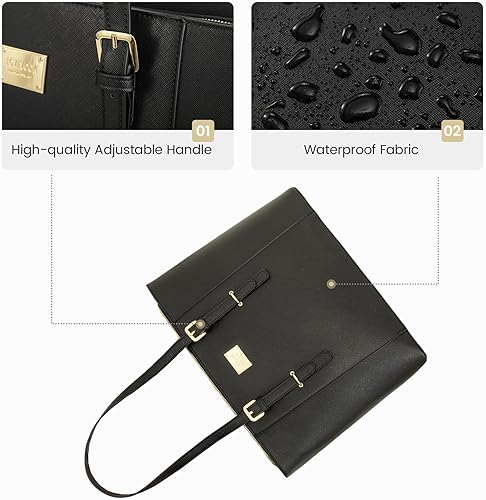 Miniatura 4 de LOVEVOOK - Bolsa para laptop para mujer, bolsa grande, para oficina, bolso, maletín, para laptop de hasta 15.6 pulgadas
