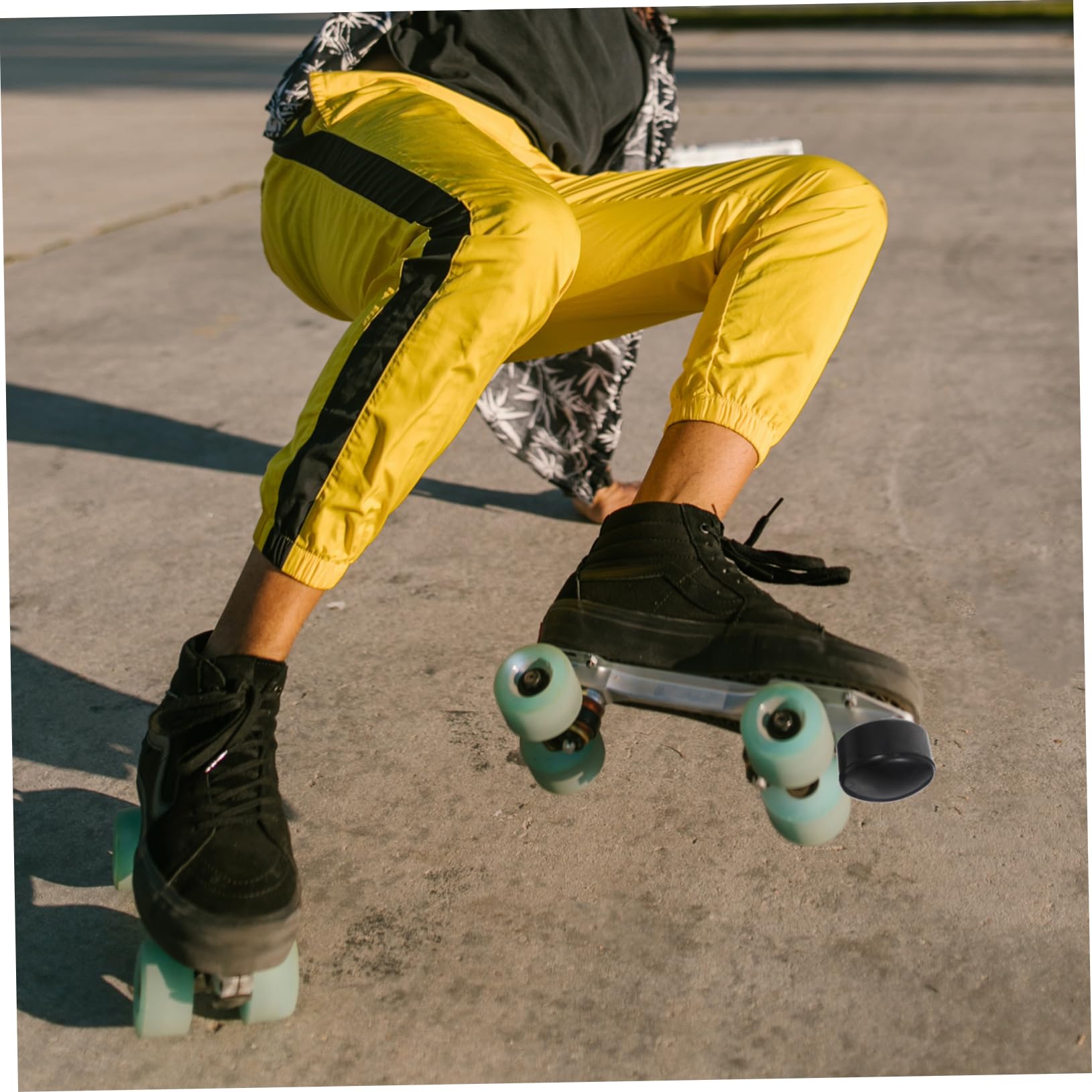 Outanaya 1Set Adjustable Roller Skates Brake High Elastic Double Row Stoppers for Enhanced Safety Easy Installation Durable Non Slip Design Black Wrench