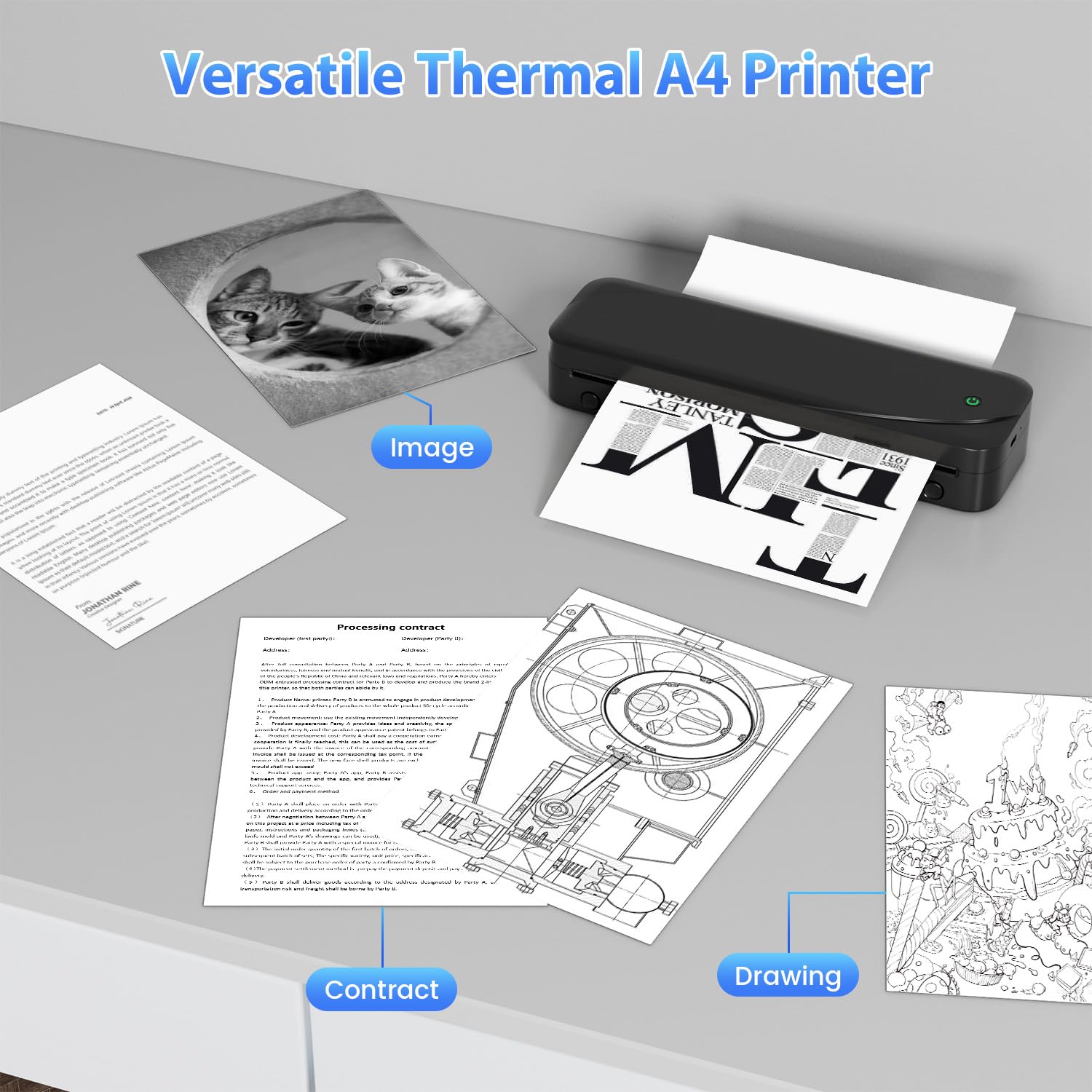 Stampante Portatile A4 ASPRINK P831 - Senza Inchiostro, Bluetooth - Per Carta Normale/Termica - Verde - Foto 13