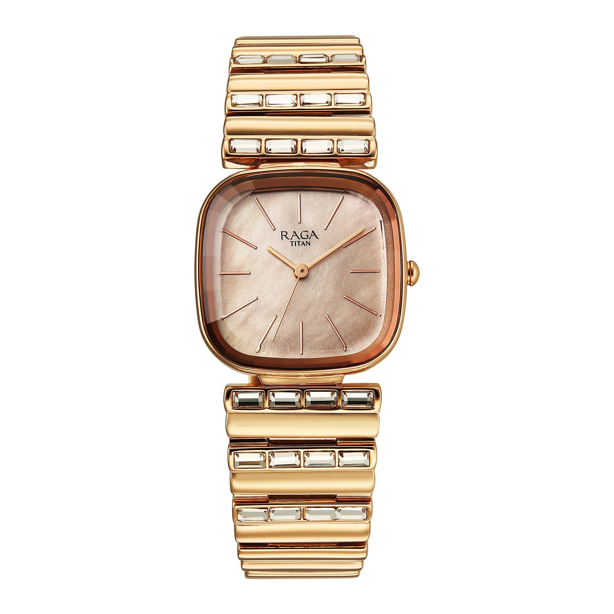 Titan Raga Glimmers Quartz Rose Gold Shaped Dial Women's Watch | Water Resistant Watch | Watches for Women Analog - 95339WM01F-image-19