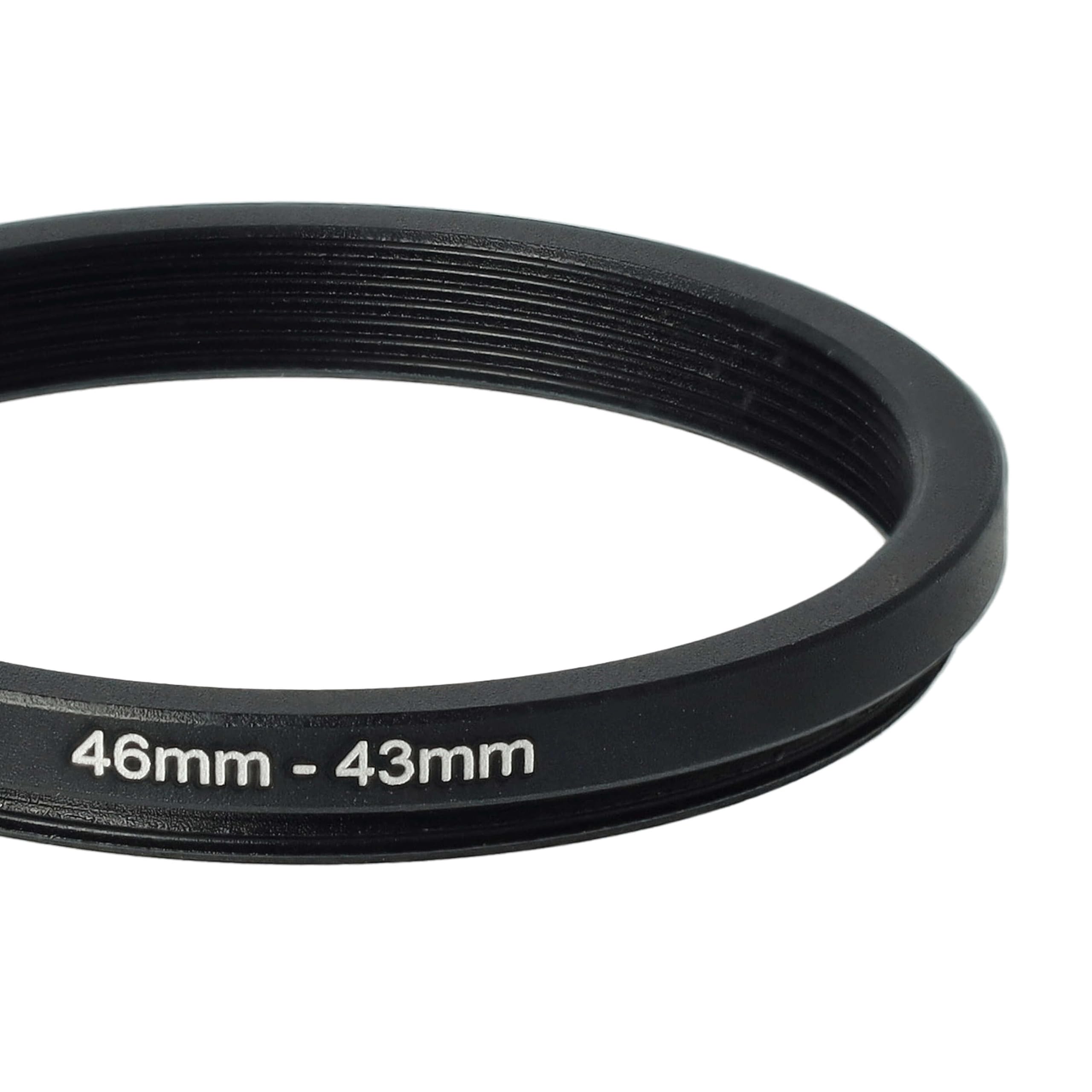 vhbw Step-Down-Ring adapter od 46 mm do 43 mm do obiektywu aparatu | Adapter filtra, metal czarny