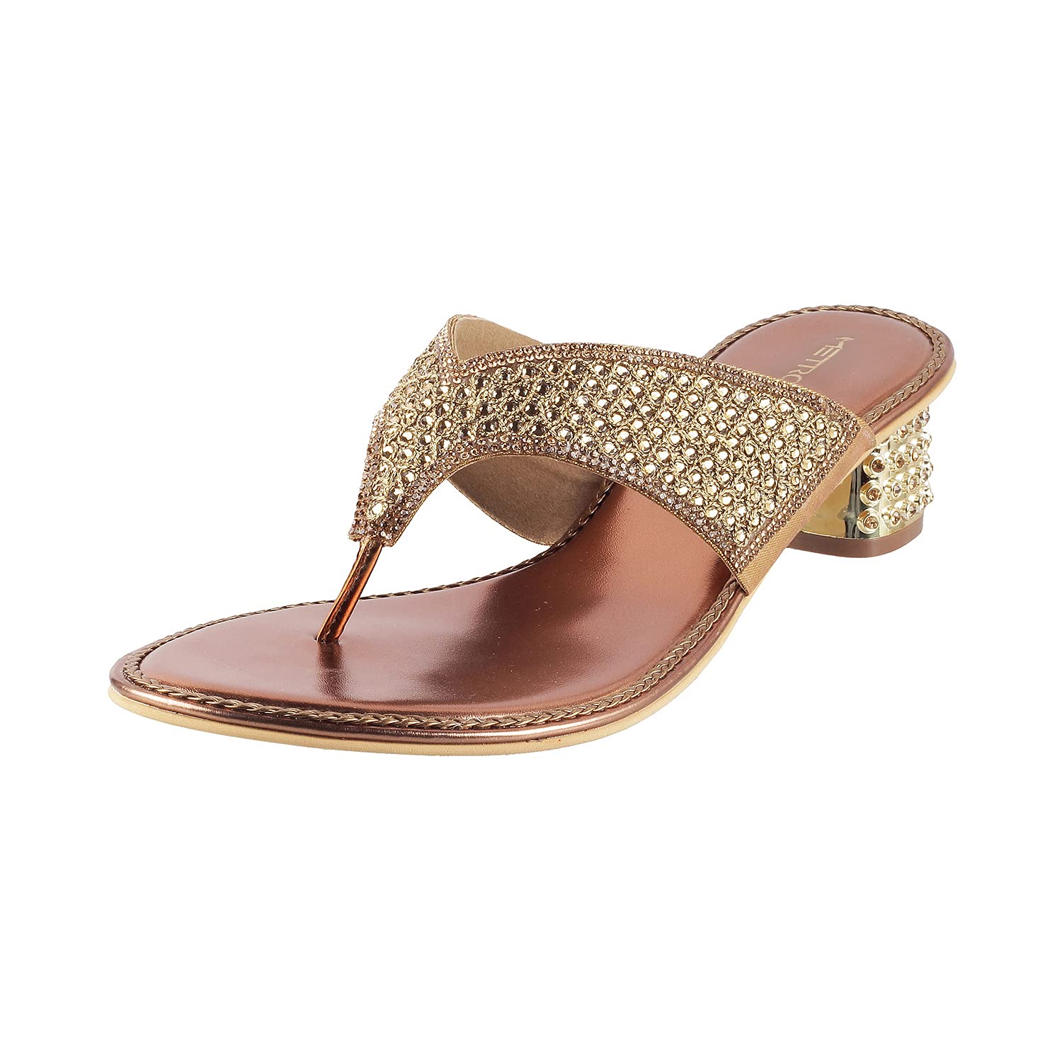 Metro Womens Beaded Antic Gold Slip Ons (Size (5 UK (38 EU)) (B09H5YVWTB) Amazon Price History, Amazon Price Tracker