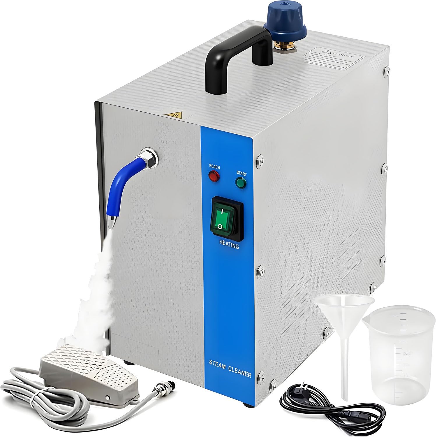 Limpiador Vapor Joyas Oro/Plata, 2L Pro 135°C Silver | 1300W alta presión. Elimina suciedad de anillos, relojes & gafas. Depósito 0.52 gal. Acero inox.