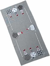 Table Runner, 40 x 85 cm, Grey with Mad Chickens Print, Easter and Spring