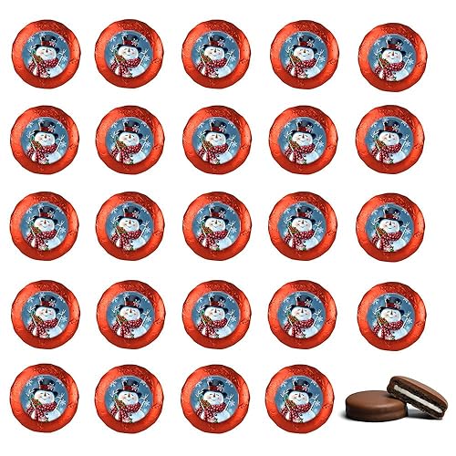 Miniatura 6 de Galletas cubiertas de chocolate de Navidad personalizadas, recuerdos de fiesta - Poinsettia Happy Holidays