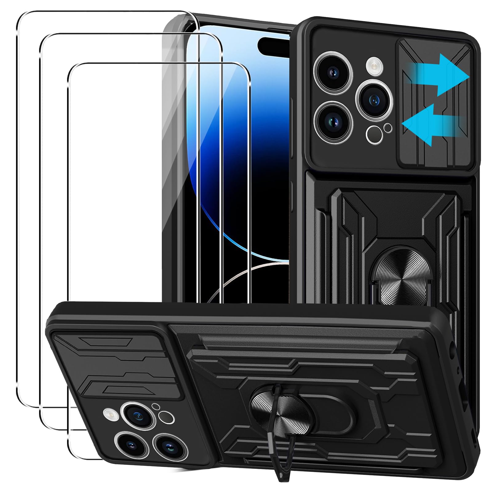 QULLOO Compatibile con iPhone 15 Pro / 15 Pro Max Pellicola Fotocamera, [3 Pezzi] [Facile installare] [Durezza 9H] Vetro Temperato Fotocamera