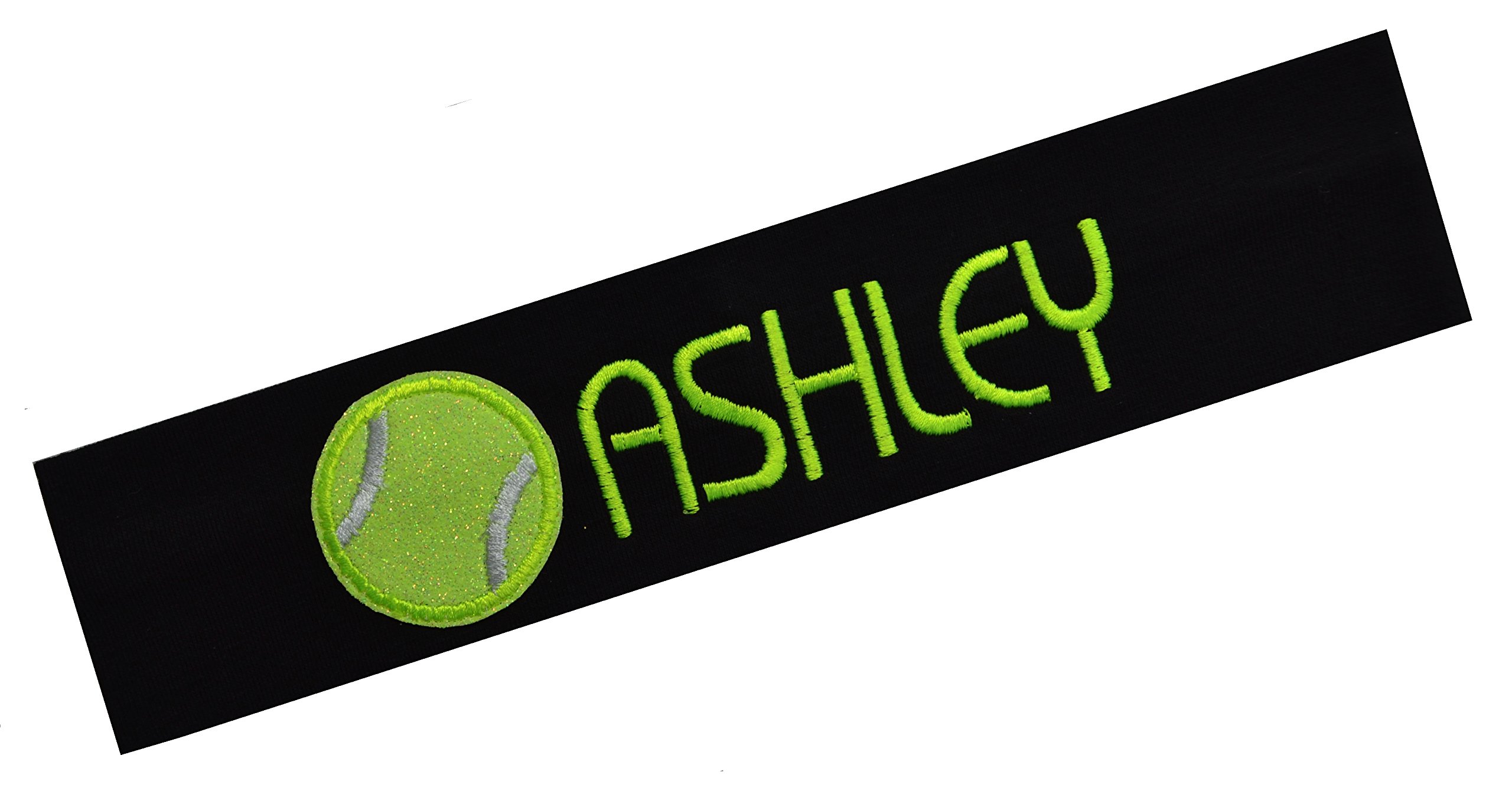 Funny Girl Designs Tennis Headband Embroidered with Your Personalized Text & Sparkling Ball (Black Headband)-image-16