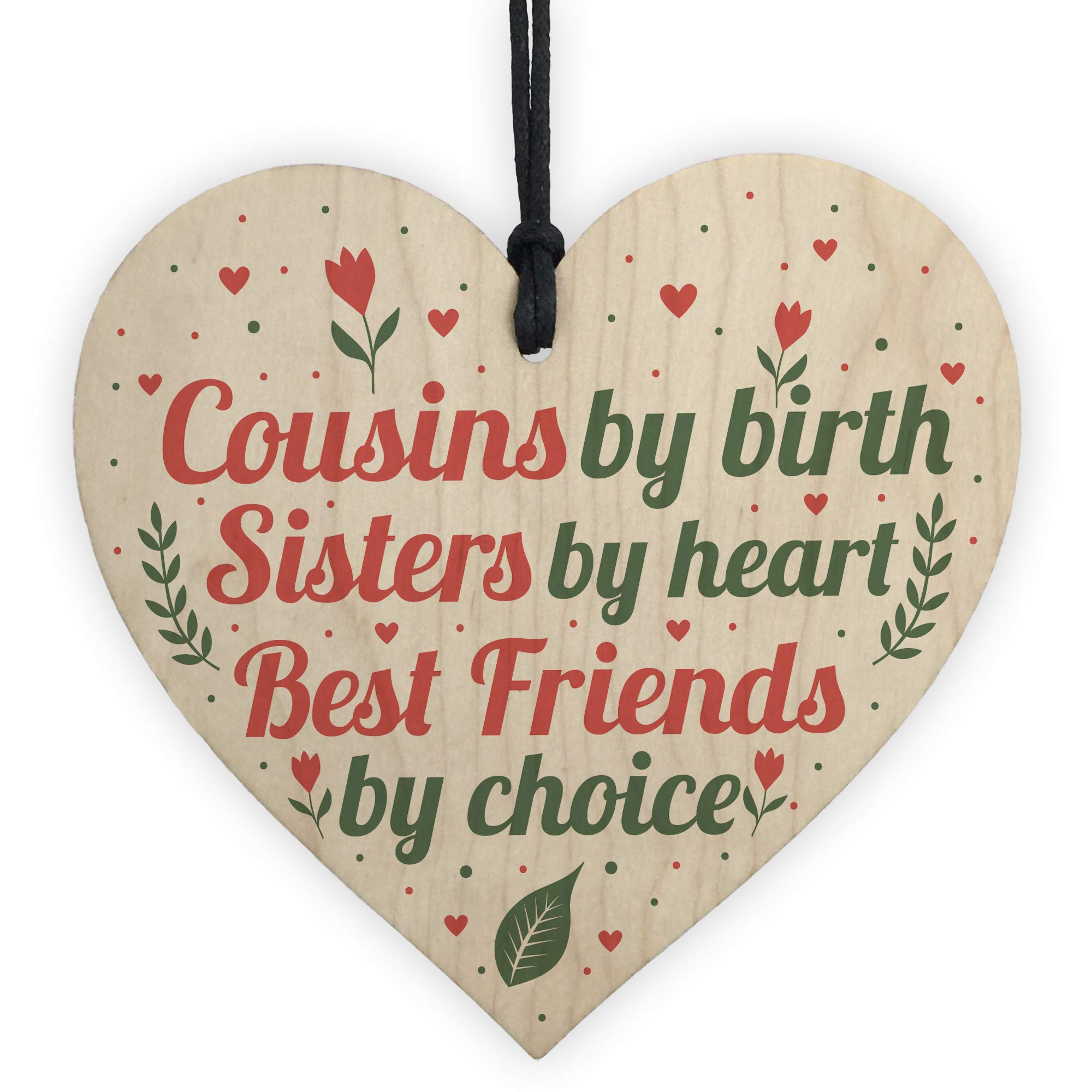 RED OCEAN Cousin Keepsake Gift For Christmas Birthday Wooden Heart Family Best Friend Sister Friendship Plaque