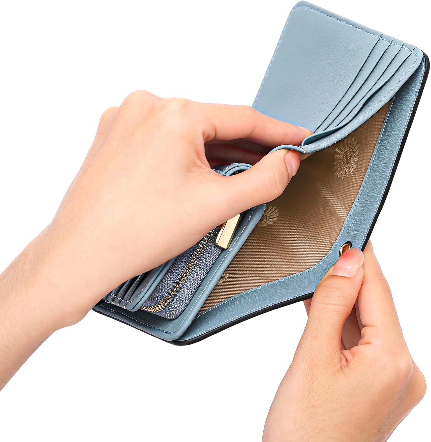 GAEKEAO Women's Wristlet Wallet with RFID Blocking, Small Vegan Leather Bifold Card Holder with Zipper Pocket & ID Window - Image 5