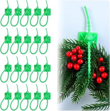 20PCS Christmas Garland Hangers for Mantle Adjustable Garland Hooks Christmas Wreath Ties Fireplace Stocking Holder Silicone Adhesive Straps for Fireplace Staircase Front Door