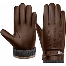 Leather Gloves for Men,Winter Driving Leather Gloves,Touchscreen,Wool fleece lined Genuine Sheepskin gloves Gift