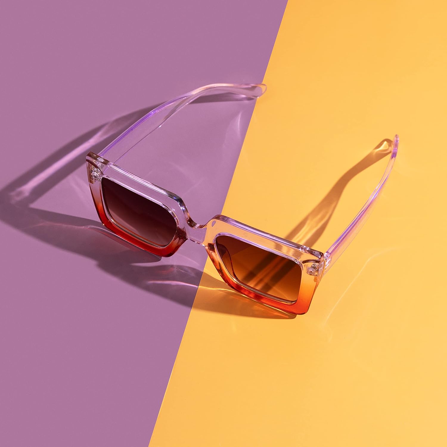 Dream Gold - Oversized Square Fashion Frame Sunglasses for Women in Brown & Black - Image 3