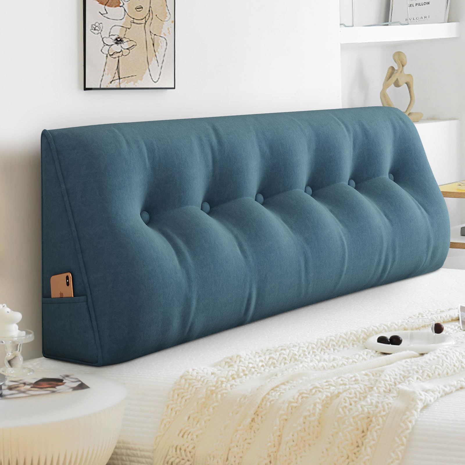Mingfuxin Wedge Lumbar Pillows, Large Headboard Triangular Reading Pillows, Bed Backrest Positioning Support Pillow with Removable Cover for Sofa Bed Relaxing Gaming Reading โ image 1