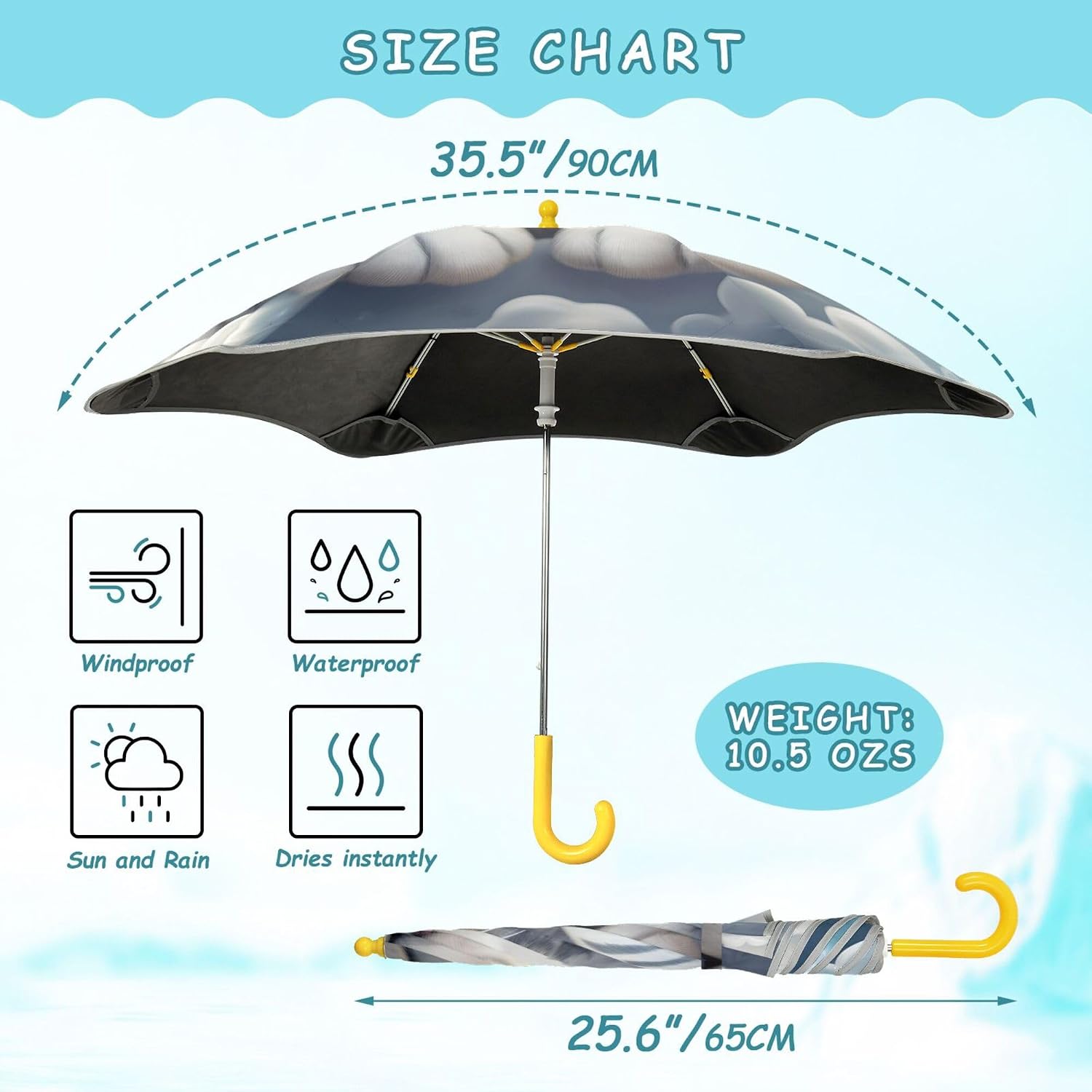 ALAZA Cute White Tiger Starry Kids Umbrella for Girls Boys Toddler Children Rain & Sun Umbrella